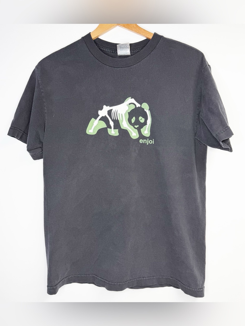 Vintage Enjoi Skeleton Panda Black Cotton T shirt Size Medium